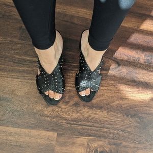 EUC Vince Camuto 3" Black Studded Sandals